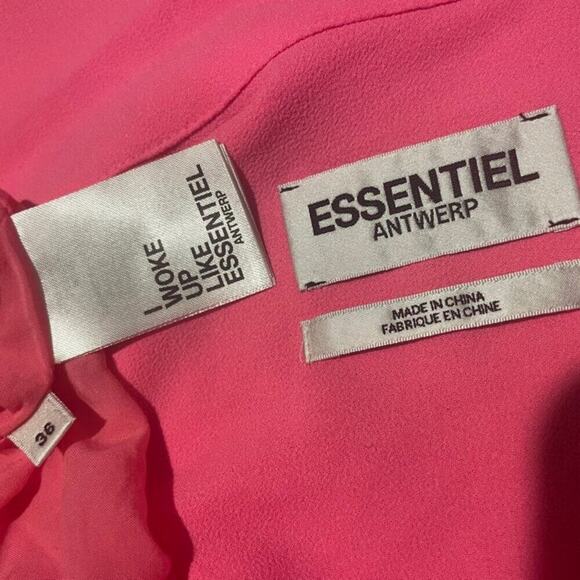 ESSENTIEL ANTWERP MINI DRESS DORSEY TWIST FRONT COLLARED DRAPED SZ 6 HOT PINKC - Picture 5 of 16